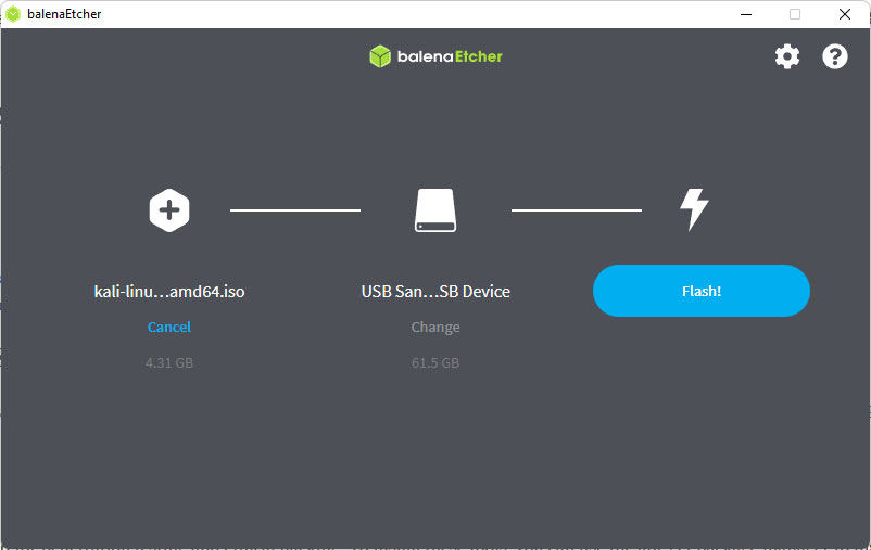 Bootable USB drive Using Balena Etcher